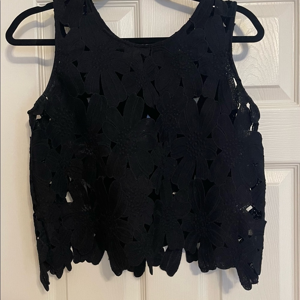 Black lace crop top